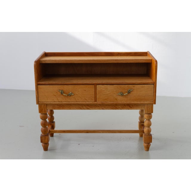 Brutalist Danish Oak Bedside Table, 1970s For Sale - Image 4 of 18