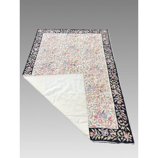 Beautiful Old Asmara Botanical Pure Wool Hand Stitched Krewel Work Wall Hanging, Tapestry, Throw, Rug or Blanket For Sale - Image 11 of 11