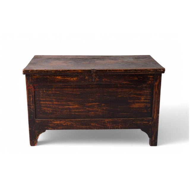 Gold Antique Wooden Chest For Sale - Image 8 of 8