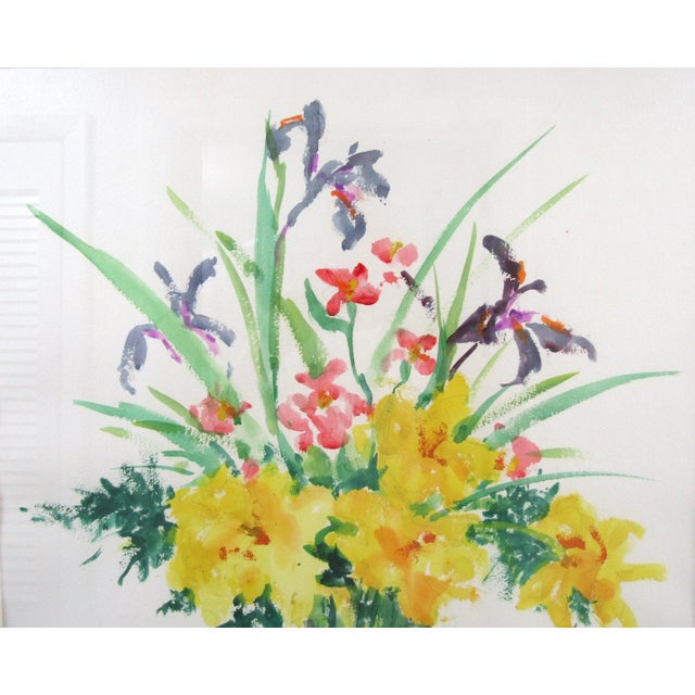 Vintage Original E. G. Bengert Watercolor Painting of Wildflowers in a Vase For Sale - Image 4 of 8