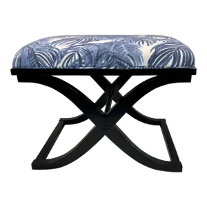 Modern Blue and White Palm Alex Bench