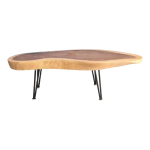 One Slab Living Edge Coffee Table With Black Iron Legs 51