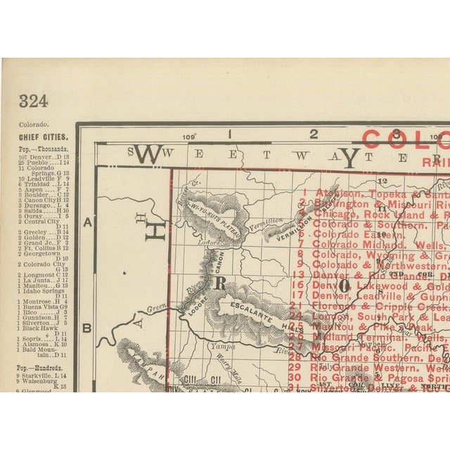 Antique Map of Colorado, The Centennial State from Rand McNally, 1899 For Sale - Image 6 of 12