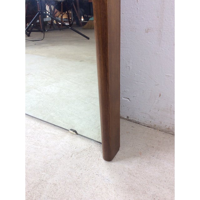 Mid Century Modern Tall Rectangular Wall Mirror With Unique Two Sided Walnut Frame and Beveled Edge For Sale - Image 11 of 14