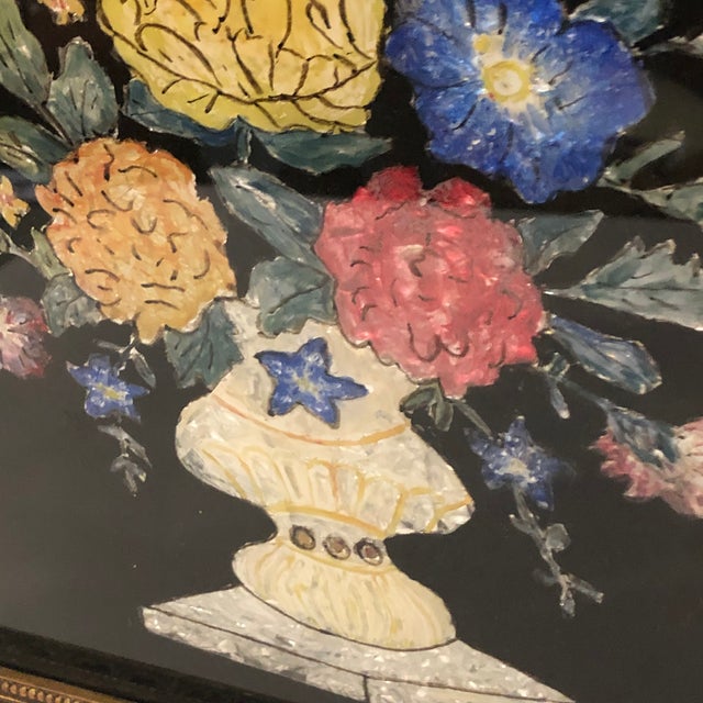 19th Century Tinsel Painting of Flowers in Original Frame Chairish