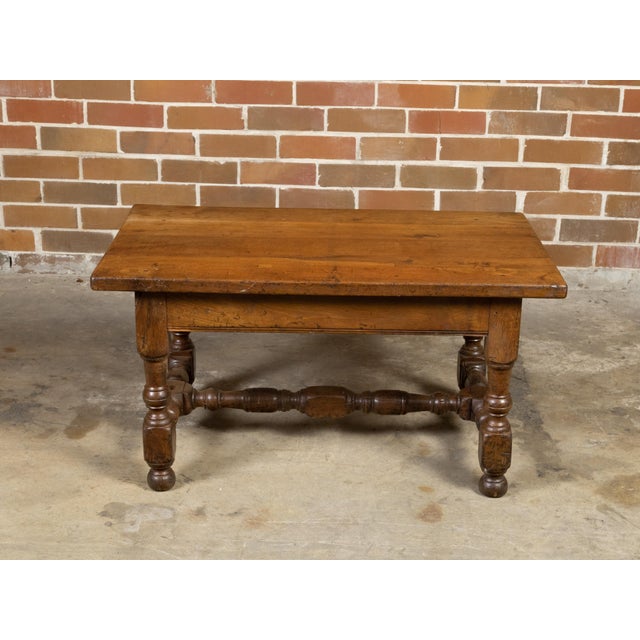 Brown English 19th Century Oak Coffee Table with Single Drawer and Turned Base For Sale - Image 8 of 12