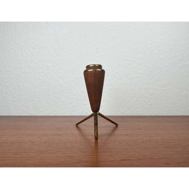 Mid-Century Modern Danish Teak and Brass Candleholder, 1960s For Sale - Image 10 of 18