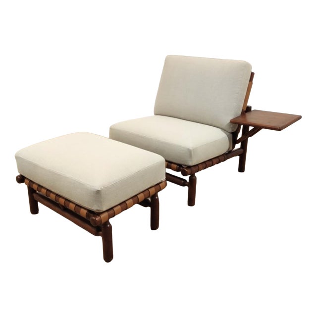 IT57 Armchair with Coffee Table and Ottoman by Ilmari Tapiovaara for Arnaboldi, 1957, Set of 2 For Sale