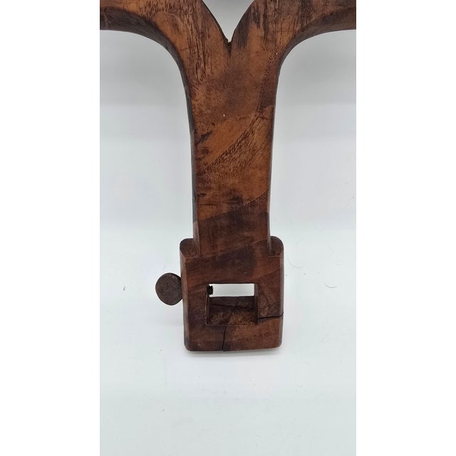 Antique Vintage Wooden Decorative Cross Crucifix With Metal Clamp For Sale - Image 4 of 11