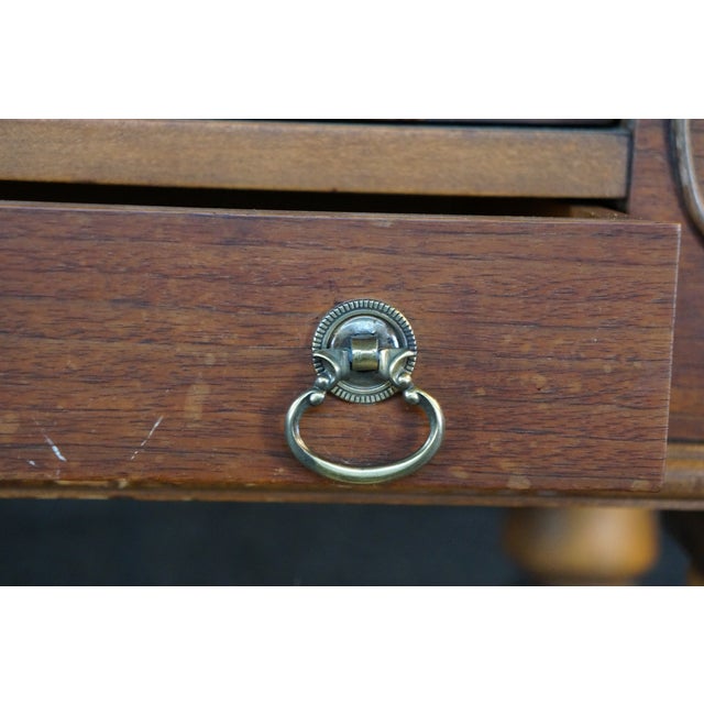 Antique Victorian Revival Walnut Spinet Writing Desk Secretary Library Table For Sale - Image 17 of 18