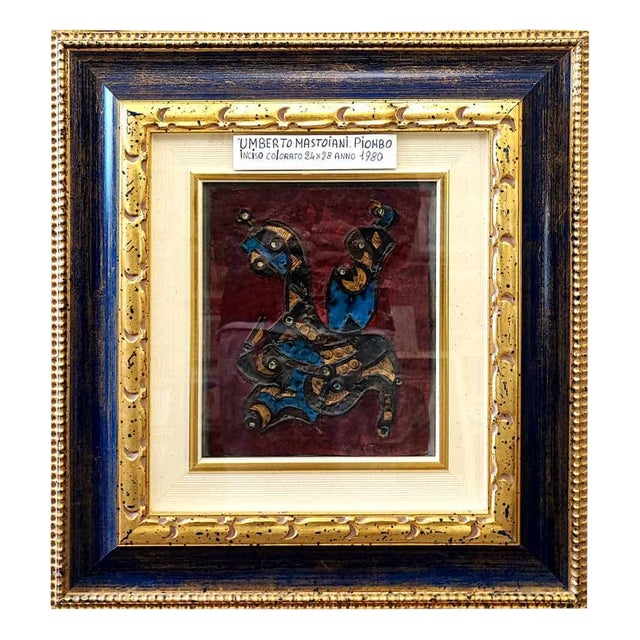 Umberto Mastroianni, Acco E Parabolica, 1980, Engraved and Colored Lead Painting, Framed For Sale