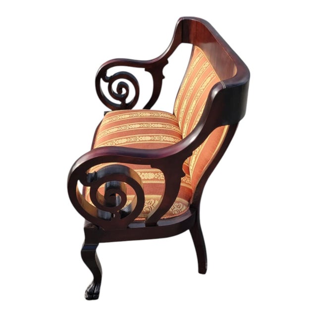 Brown 1920's Heavy Mahogany Twisted Loveseat American Made Newly Upholstered For Sale - Image 8 of 15