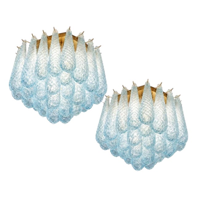 Italian Murano Glass Chandeliers, 1980s, Set of 2 For Sale