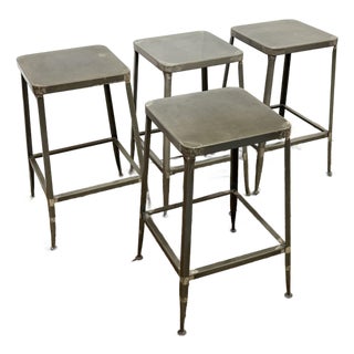 Cb2 Flint Metal Counter Stools, Set of Four For Sale
