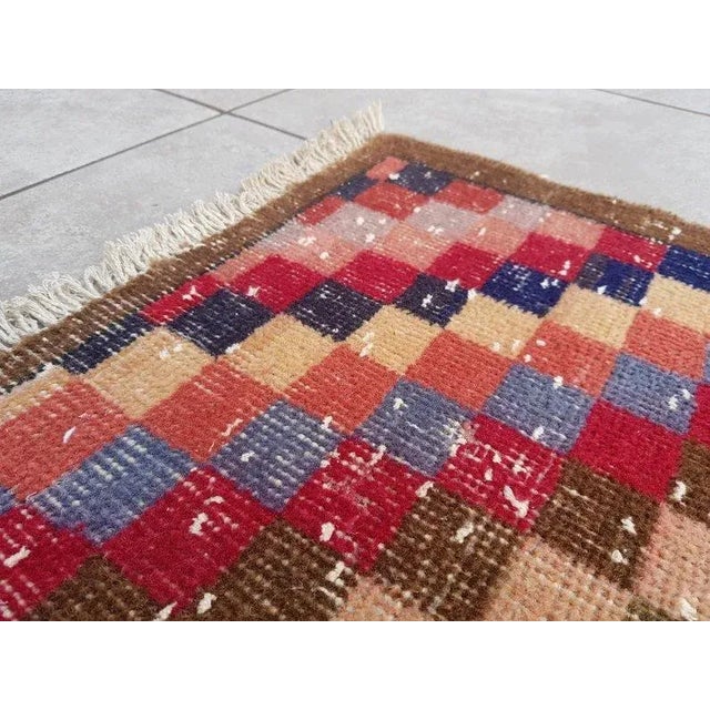 Textile 1960s Multicolored Vintage Custom & Modern Runner Rug For Sale - Image 7 of 11