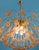 Gold Vintage Gold Rain Chandelier with Handmade Murano Glass Pink Flowers, Italy, 1960 For Sale - Image 8 of 16