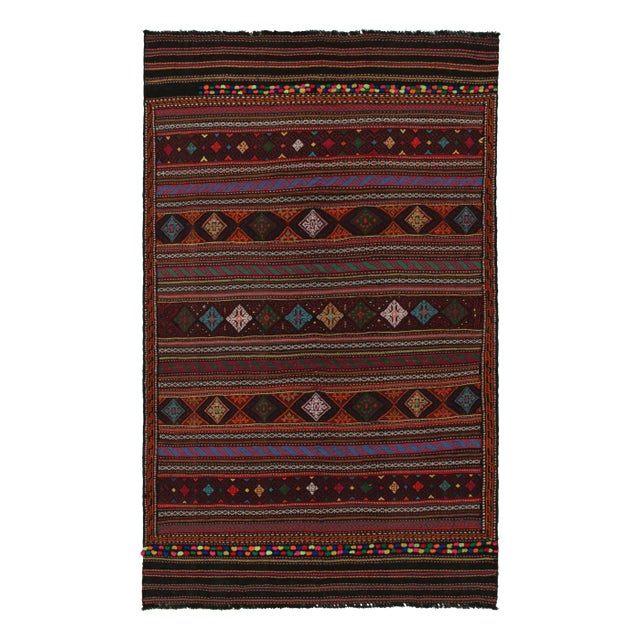Orange 1950s Vintage Baluch Tribal Kilim With Colorful Geometric Patterns, From Rug & Kilim For Sale - Image 8 of 8