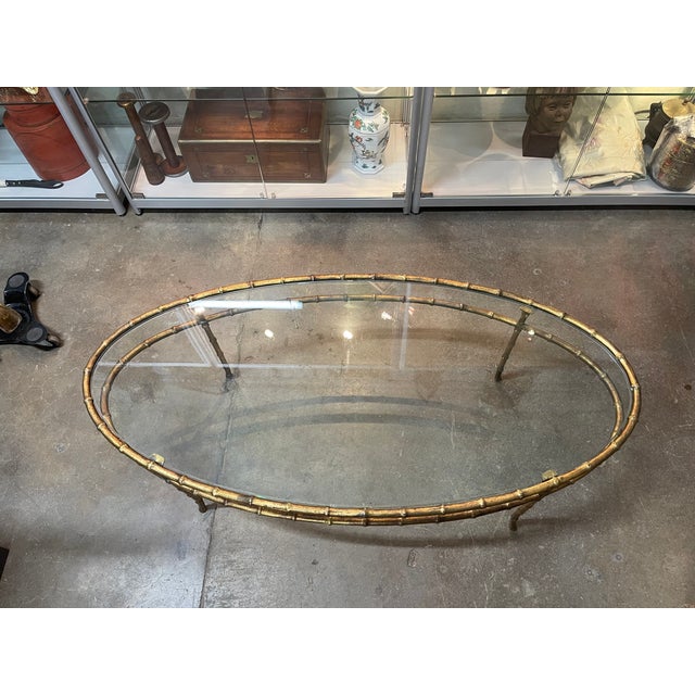 Vintage Hollywood Regency Style Faux Bamboo and Glass Top Coffee Table For Sale - Image 12 of 12