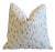 Textile Blue & Silver Animal Cat Spot Linen and Velvet Feather/Down Pillow 24" Square For Sale - Image 7 of 7