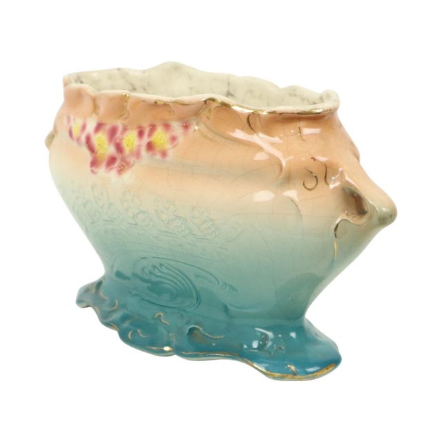 Ceramic Art Nouveau Majolica Planter by Gustave De Bruyn, 1890s For Sale - Image 7 of 14