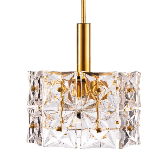 German Gold-Plated Chandelier with 18 Faceted Crystals from Kinkeldey, 1960s For Sale - Image 16 of 16