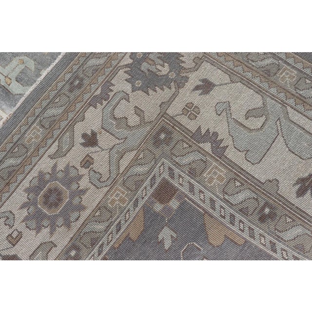 Indian Wool Floral Oushak Area Rug Hand-Knotted in Earthy Tones For Sale - Image 12 of 13