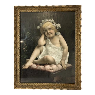 Victorian Angel Cherub Baby Portrait Early 20th C. For Sale
