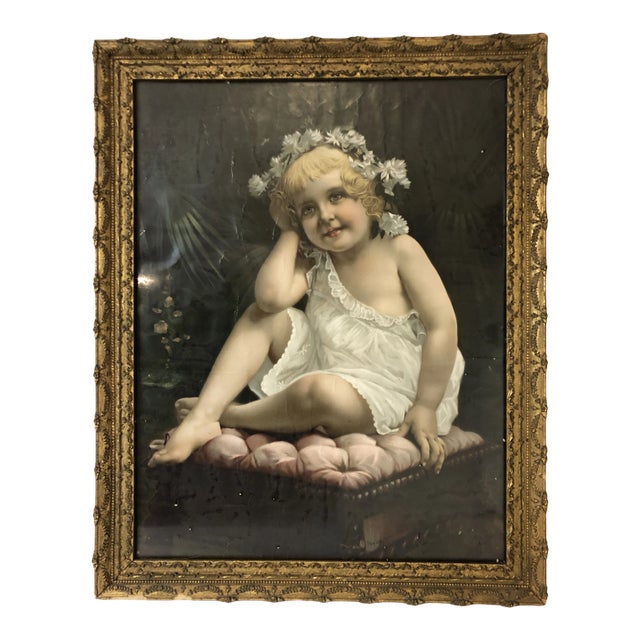 Victorian Angel Cherub Baby Portrait Early 20th C. For Sale