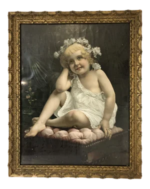 Victorian Angel Cherub Baby Portrait Early 20th C.