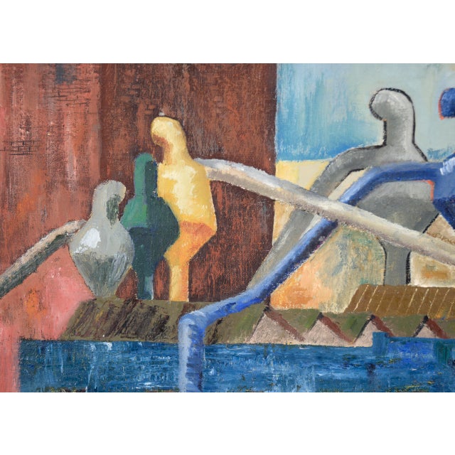 1960s Factories - Industrial Landscape in Oil on Linen by Doris Lyons Hoover For Sale - Image 5 of 10