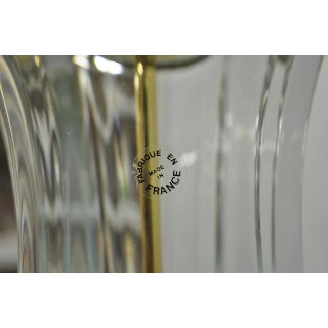 Late 20th Century Vintage Cofrac Art Verrier Style French Leaded Crystal Glass & Brass Table Lamps, Pair For Sale - Image 5 of 12