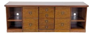 Ballard Designs Wooden Multi-Drawer Storage Cabinet With Open Shelves
