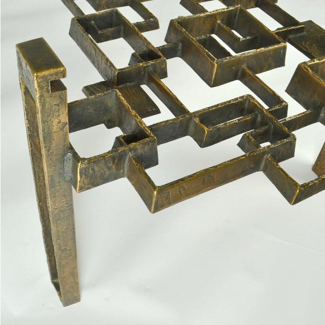Metal Sculpted Bronze Coffee Table with Glass Top, 1970s For Sale - Image 7 of 18
