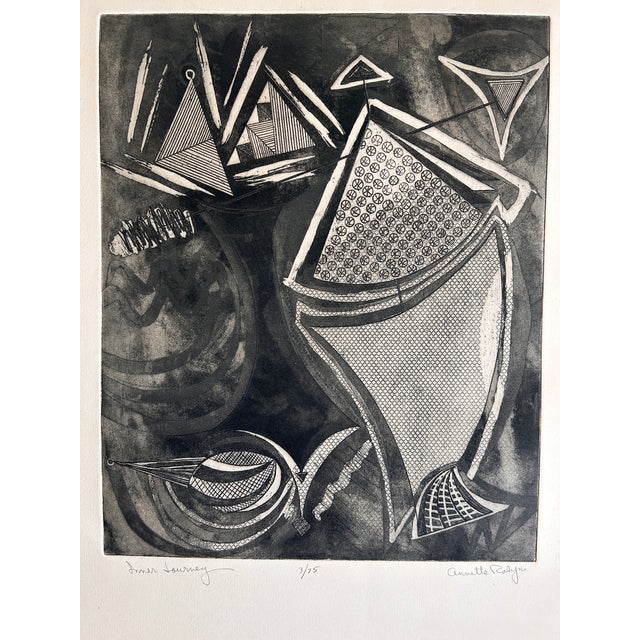 Annette Robyns Signed Original Etching Midcentury Modern Art Print For Sale - Image 4 of 6