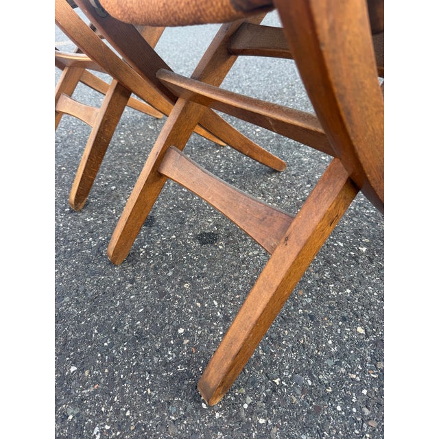 Brown 1960s Hans Wegner Style Weaved Rope Folding Chairs For Sale - Image 8 of 12