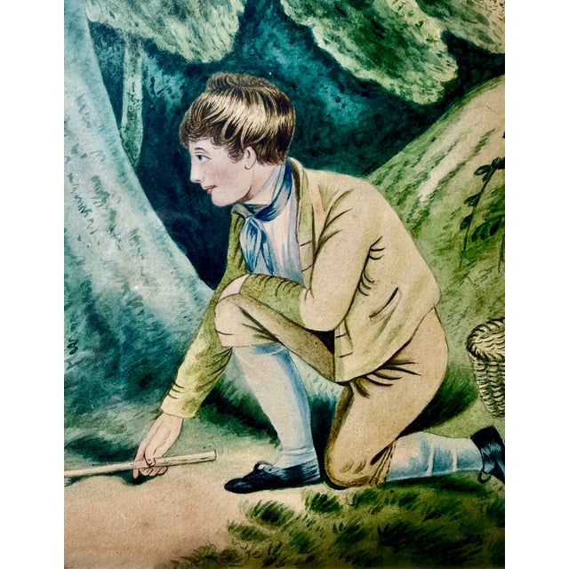 Framed English Regency Hand-Colored Boy Fishing After Richard Westall, Dated 1812 For Sale - Image 10 of 16