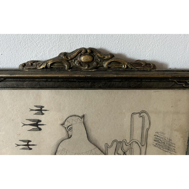 Unknown, Figures, 1900s, Ink Drawing on Paper, Framed For Sale - Image 17 of 18