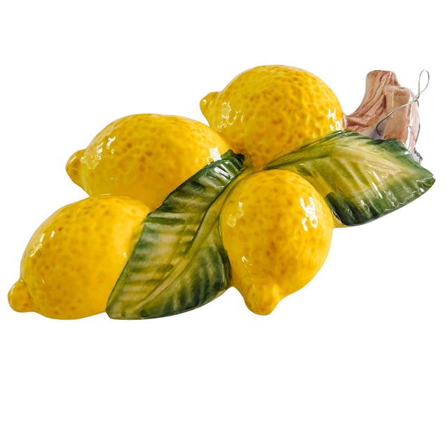 Rustic European Vintage-Style Italian Majolica Lemon Wall Plaques by Bassano Del Grappa Ceramiche - Pair For Sale - Image 3 of 13