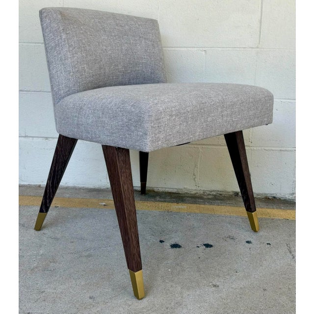 Wood Thomas Pheasant for Baker Modern Gray Bristol Dining Chairs Set of 4 For Sale - Image 7 of 7