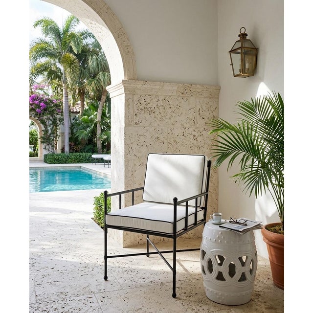 Classic Campaign-Style Wrought Iron Lounge Armchair For Sale In West Palm - Image 6 of 11