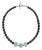 Ajd 18 Inch Elegant Black Onyx Necklace With Hand Carved Aquamarine Accents For Sale