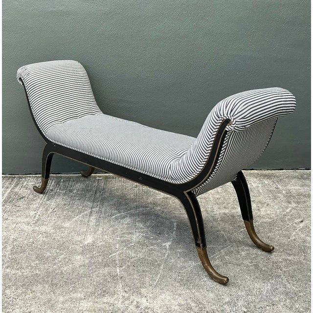 Vintage Gilt Tipped Tufted Bench For Sale - Image 11 of 12