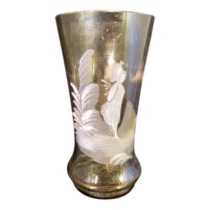 Early 20th Century Mary Gregory Gold Glass Vase