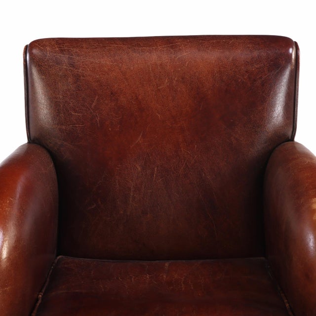 Dutch Art Deco Style Leather Club Chair, C. 1960. For Sale In Philadelphia - Image 6 of 8