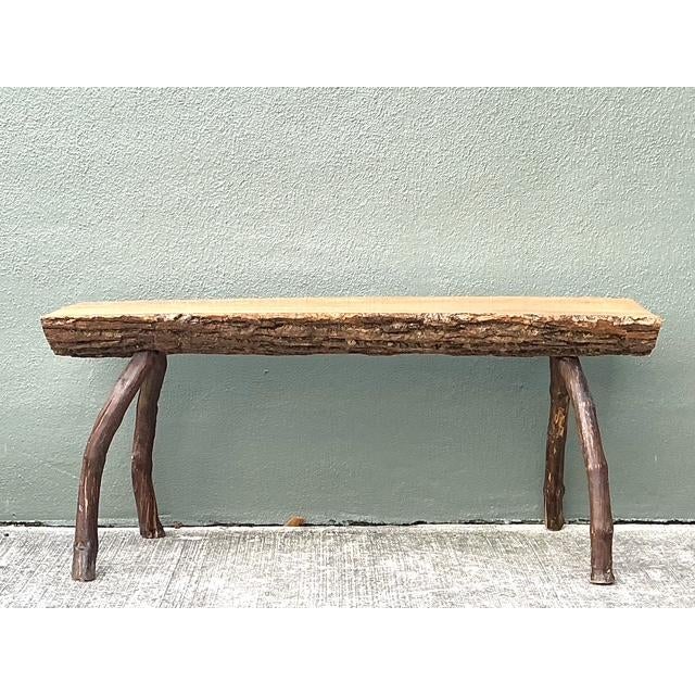 Contemporary Vintage Split Log Bench For Sale - Image 3 of 12