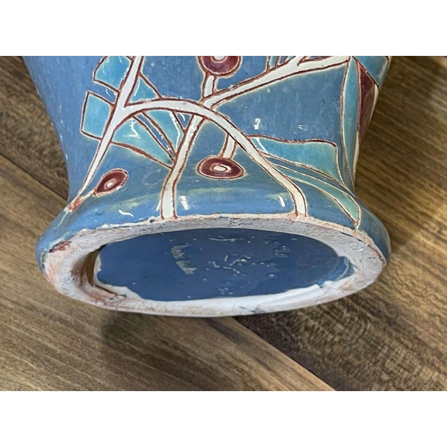 Blue Art Deco Vase in Glazed Earthenware, 1930s For Sale - Image 8 of 16