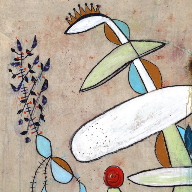 Textile Jit Madness - Abstract Contemporary Organic Shape Mixed Media Artwork on Canvas by Rue Bootay For Sale - Image 7 of 9