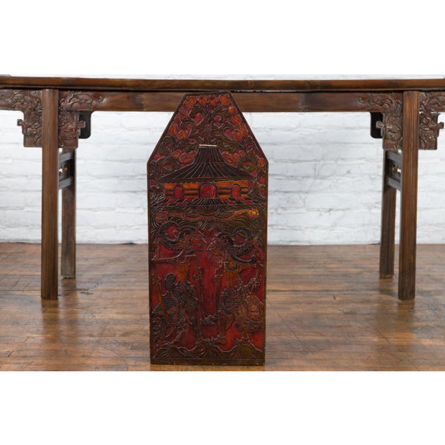 Wood Burmese 19th Century Hand-Carved and Painted Wooden Puppet Show Sign For Sale - Image 7 of 12