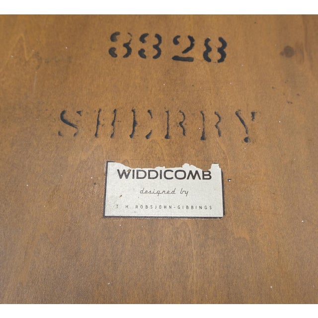 Mid 20th Century Pair of Rectangle Light Walnut Klismos End Side Tables by Gibings for Widdicomb For Sale - Image 12 of 13