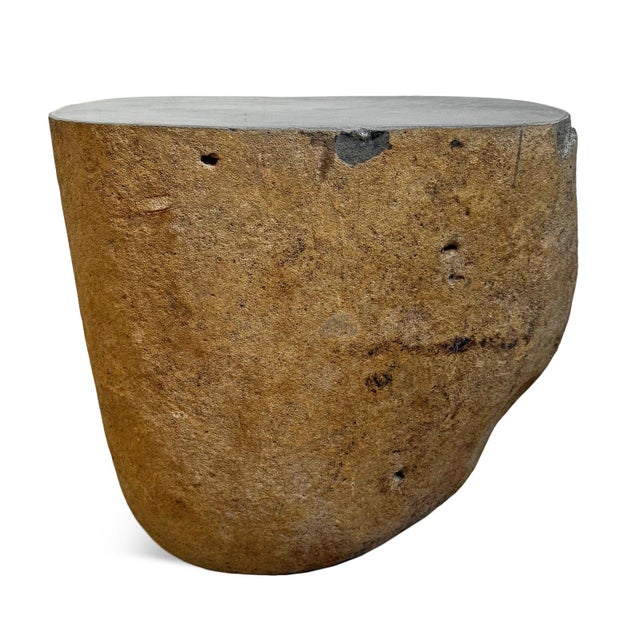 Contemporary Vintage Outdoor Boulder Stool Side Table For Sale - Image 3 of 4